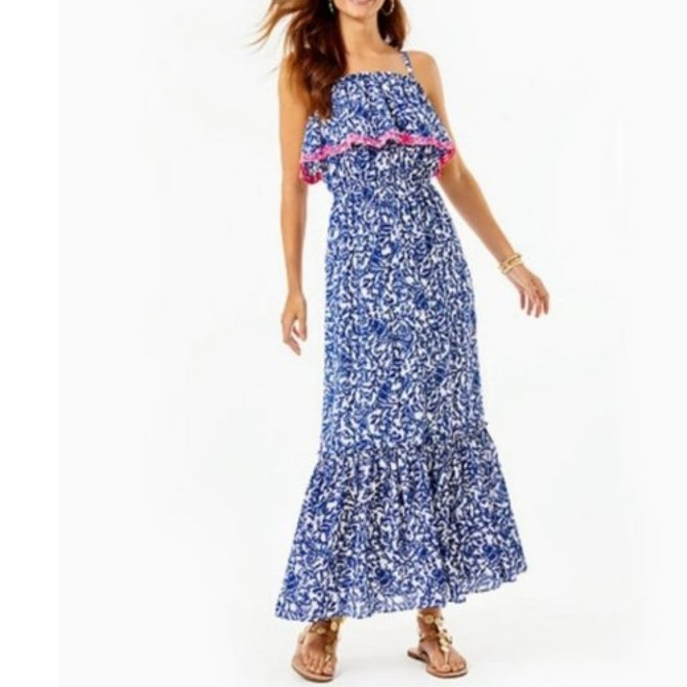 NWT Lilly Pulitzer Aida Ruffle Maxi Dress